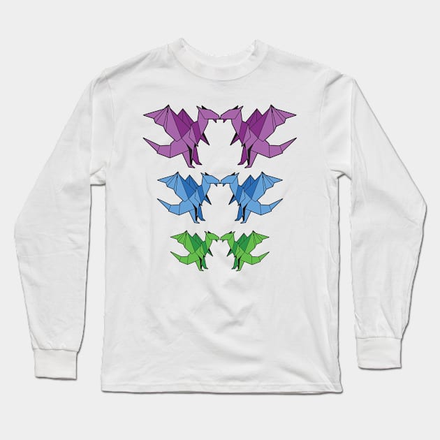 Origami Dragon Dragons Japanese Art Gift Long Sleeve T-Shirt by Jackys Design Room